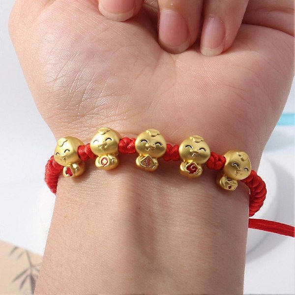 Män Kvinnor Lycka Till Flätad Lyckosam Röd Snöre Orm Rep Armband Smycken Gåva