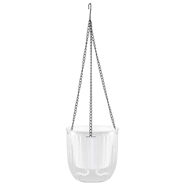 1 Set Självbevattnande Blomkruka med Synlig Vattennivå Hängande Planteringskruka Korg med Dräneringshål för Inomhus och Utomhusbruk Clear M