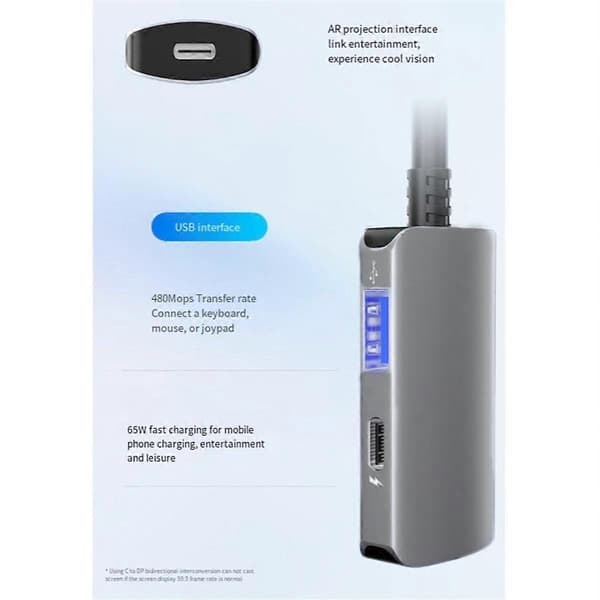 USB-C till Typ C-omvandlare för ,Switch,StemDeck, Air Plus, Vision AR Glas Strömomvandling