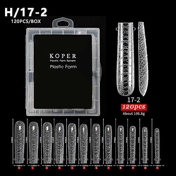 120 st Poly Dual Forms Nagelgel Snabb Byggformar Tips Nagel Förlängningsverktyg Set H
