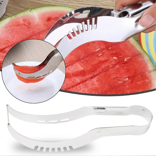1/2 kpl Vesimelonileikkuri Ruostumattomasta teräksestä valmistettu terävä terä Hedelmäviipaloija Helppo puhdistaa Keittiöapulainen Cantaloupe- ja lohikäärmehedelmille Red 2pcs