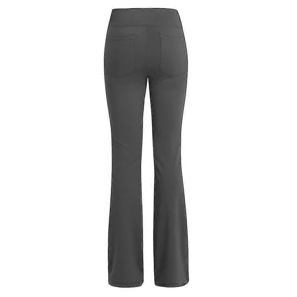 Lediga utsvängda stretchdansbyxor för damer, elastiska, hög midja, lösa yogabyxor Gray M