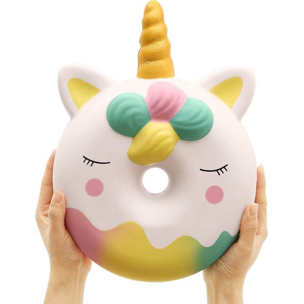 13 tum Squishies Jumbo Unicorn Donut Kawaii Mjuk Långsamt Stigande Doftande Jätte Munk Squishies Stress Relief Leksaker för Barn (Multifärgad)