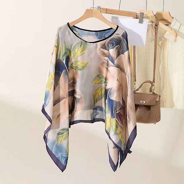 Sjalar Sommar Strand Sexiga Kvinnor Mode Tryck Chiffong Blus Bikini Överdrag purple