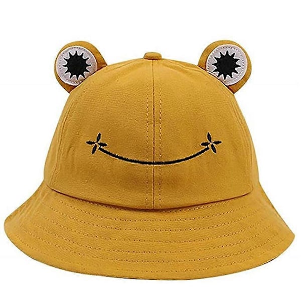 Grodhatt Hink Solhatt För Kvinnor Grodhinkhatt Sommar Utomhus Vikbar Andningsbar Hinkhatt För Kvinnor-Gul-Barn: 51-53 Cm