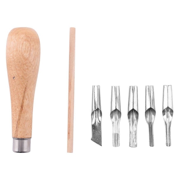 Blockskärande Gummistämpel Snideriverktyg med 5 Blad Trähandtag Set