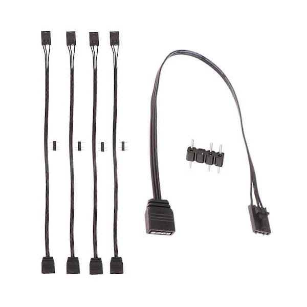 5 stk. 4PIN RGB til standard ARGB 3-Pin 5V adapterstik RGB-kabel 25 cm