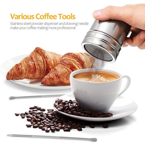 1 Set Kaffemönster Schabloner Set Kaffe Latte Art Penna Kaffeskakare Verktygssats
