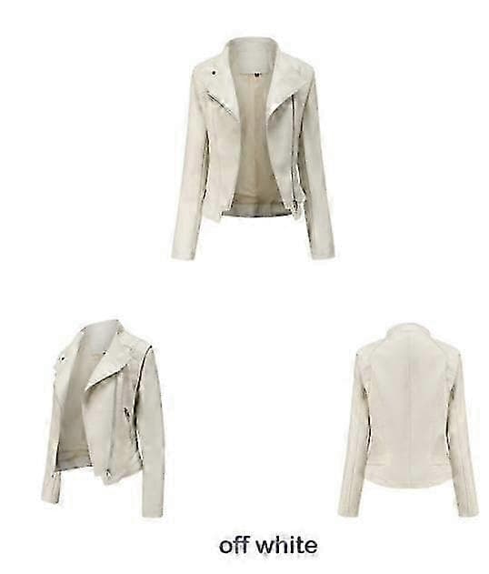 Casual jacka i konstläder för dam Off-white L
