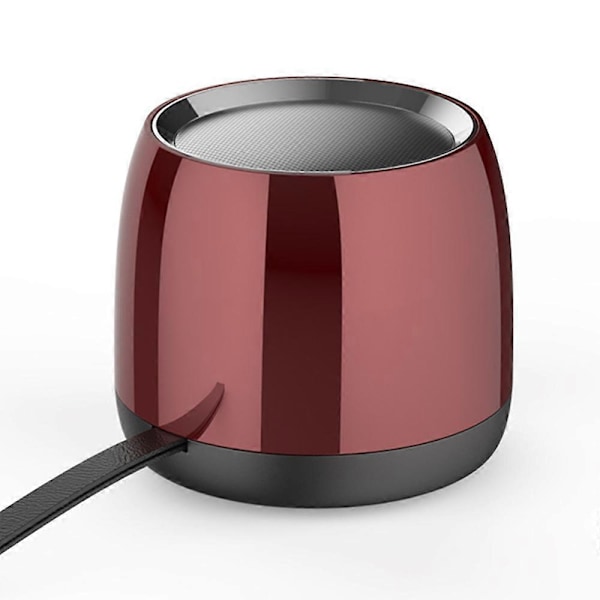Metallkort Mini Rund Utomhus Hemdator Mini Högtalare Trådlös Bluetooth Högtalare Subwoofer (Röd)