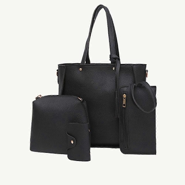 Lovevook Håndtaske Dame Skuldertaske Håndtasker Tote Taske Dame Stor Designer Elegant Skuldertaske Hank Taske Sæt Sort-sort