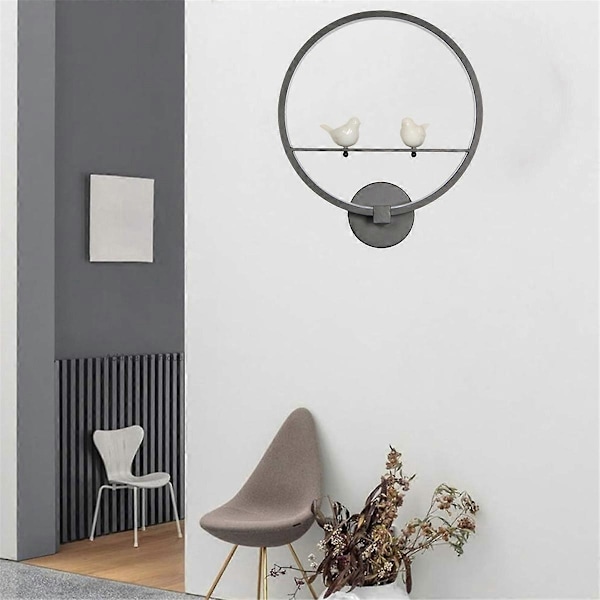 18W 3000K Varmt Ljus Två Fåglar Ring LED Vägglampa Svart