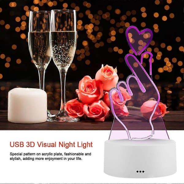 4.5V USB 3D Illusions Visuel Natlampe 7 Farver Touch Skrivebordslampe (Hvid Base)