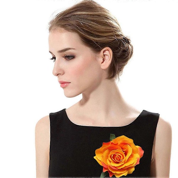 8 st Tygbroscher i form av blommor, verklighetstrogen ros, corsage, brud, bröstnålar, klänningsnål