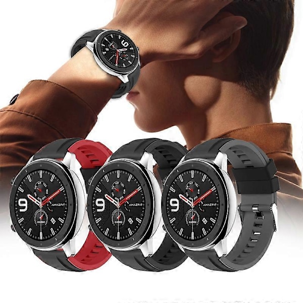 20/22mm Repskyddande Vattentätt Klockarmband Silikon Armbandsbyte Kompatibelt med HUAWEI GT2 Red 20 mm