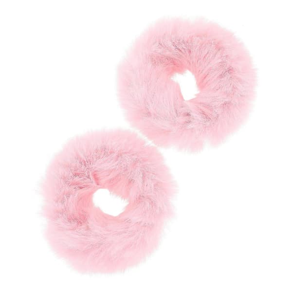 2 stk. Hestehaleholder Fluffy Hårringe Kunstpels Hårtov Elastisk Hårholder