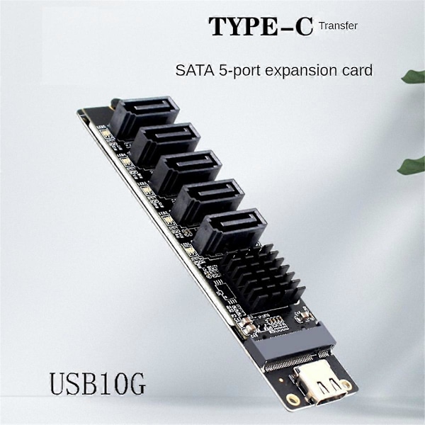 TYPE-C - 5-porttinen SATA3.0 -sovitinkortti, laajennuskortti PC-tietokoneelle