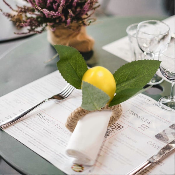 10 st Konstgjorda Citronranka Servettringar för Bröllop, Middag, Bankett