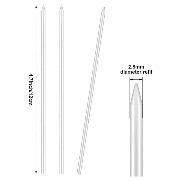 24 stycken snickarpenna stift påfyllning 2,8 mm vit, pennstift påfyllning