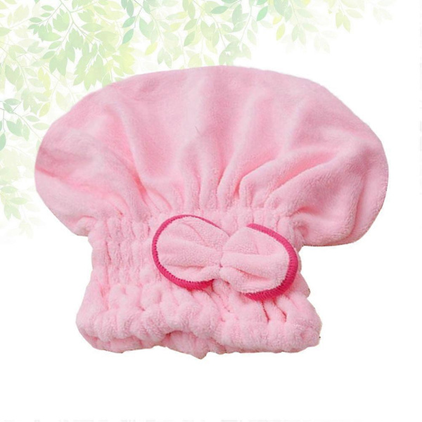 Hårduk med rosett, korallfleece, elastisk badmössa (Rosa rosett, slumpmässig färg på bandet)