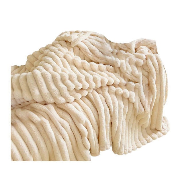Vintertæppe Ultra-Blødt Dobbeltsidet Plys Komfort Ren Farve Maksimal Komfort Mikrofiber Super Varm Sofa Seng Kontor Lur Vintertæppe Beige L