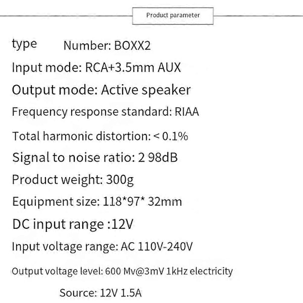 Mini HiFi Phono -esivahvistin, EU-pistoke