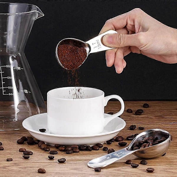 Kaffemått, Set med 2 Kaffeskedar i Rostfritt Stål Kaffemått Matsked Måttsked Matskedsmått Passar Kaffe