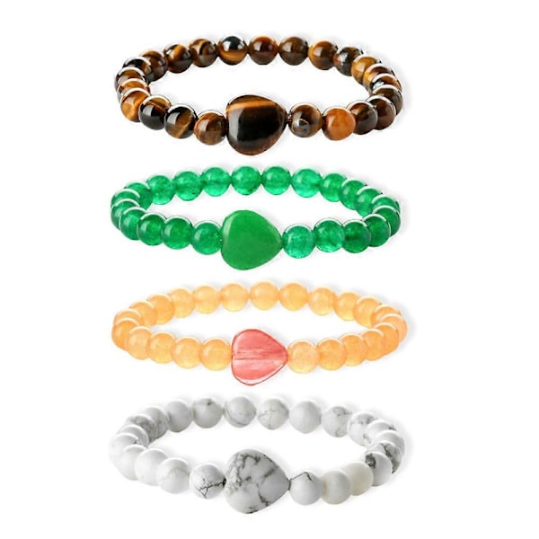 Elastiskt armband med kristallpärlor unisex, hjärtformat stenarmband för män och kvinnor - Stil 3