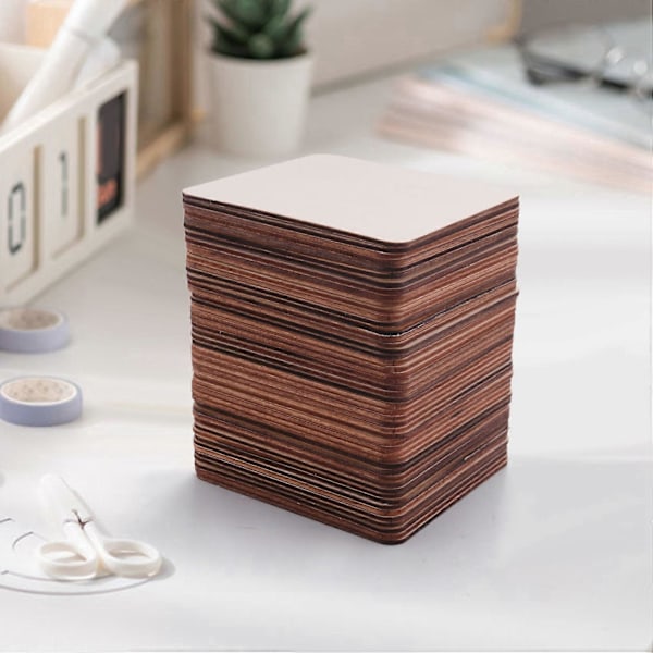 50 Stycken Obehandlade Fyrkantiga Träskivor Tomma 10 x 10 cm, för Underlägg