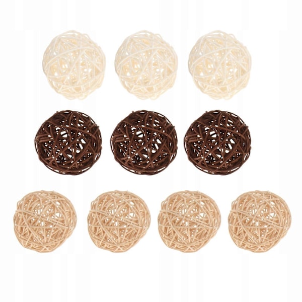 10x Dekorativa rottingbollar, diverse hängande bollar, fyllmedel för vas med 6 cm diameter