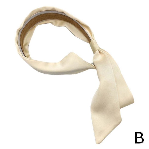 Smal Hårband i Siden Satin Scarf Kvinnor Sommar Tryck Långt Hår Beige