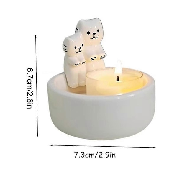 Keramisk Katt Ljusstake Söt Galler Katt Aromaterapi Ljusstake Vardagsrum Skrivbordsdekoration Födelsedagspresent Ornament