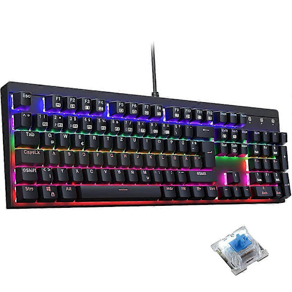 Gamingtangentbord|Kb1000-Mekaniskt Bakgrundsbelyst Grön Axel Trådbundet Tangentbord-Blandad Metall Grå-Grön Axel