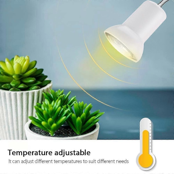 Reptil Varmelampe med Justerbar Holder Klemme Lampe med Kontakt Skildpadde Solplads Lys med 360° Roterbar Arm Strømadapter-25W-EU Stik