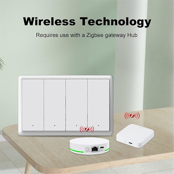 Tuya ZigBee Smart Switch Neutral ledning valgfri Intelligent US Vægknap Lyskontakt AC100-240V til 3Gang
