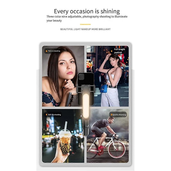 72 cm Anti-Shake Telefon Gimbal Stabilisator Bluetooth Selfie Stick, Sort
