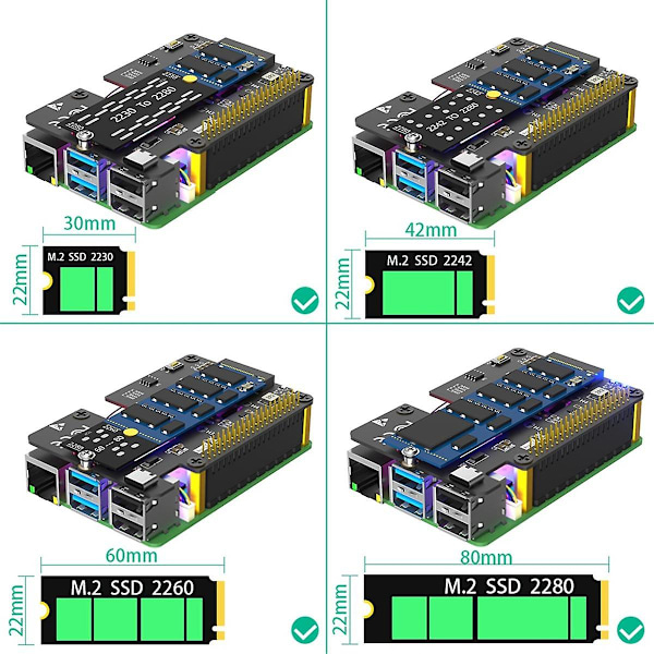 3 i 1 Combo M.2 NVMe till PCIe Adapter med Kylfläkt och Automatisk Missfärgning LED för 5