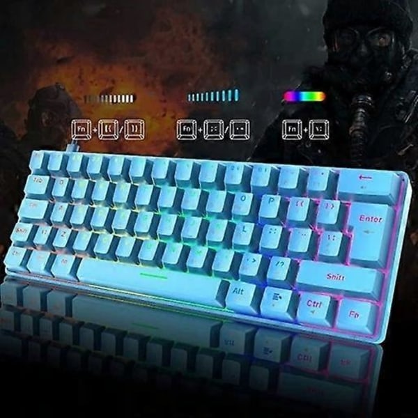 60% RGB LED Mekaniskt Tangentbord För Blåa Spelare