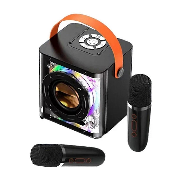 Mini Karaoke Maskin Set Bluetooth Högtalare Färgglatt Ljus Surround A