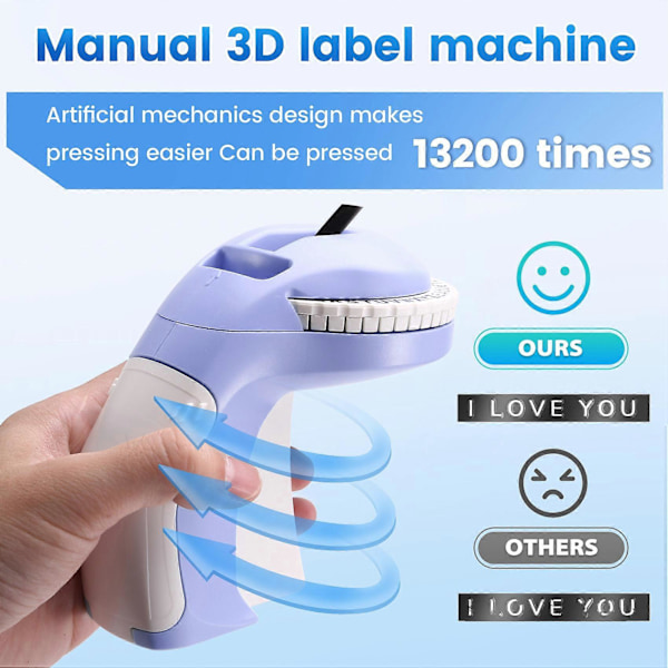 Bärbar 3D Präglingsetikettskrivare DIY Manuell Etikettutskrift Lila