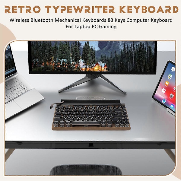Retro Skrivmaskin Tangentbord Trådlöst Bluetooth Mekaniskt Tangentbord