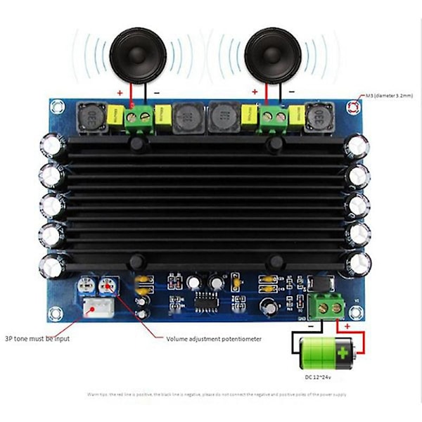 XH-M546 Förinställd Försteg TPA3116D2 Dubbelkanal 2X150W Inbyggd Ljud Ultra Hög Effekt Digital Förstärkare