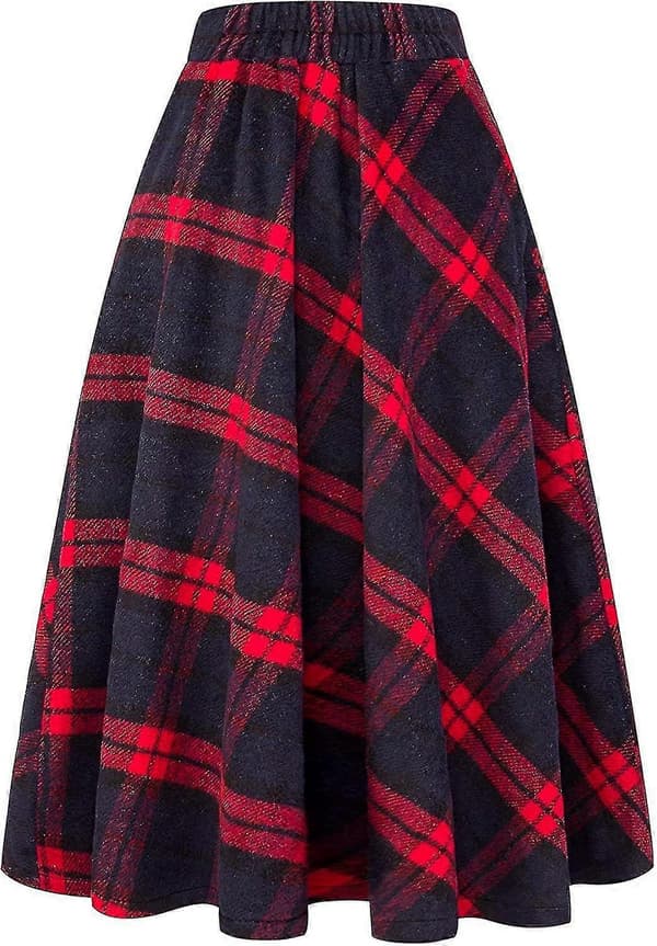Bran Maxi Høj Elastisk Størrelse Nederdel Til Kvinder A-linje Til Varme Vinter Sværd Lange Nederdele Til Varme Vinter Kvinder Med Elastiske Fliser Long Red Medium