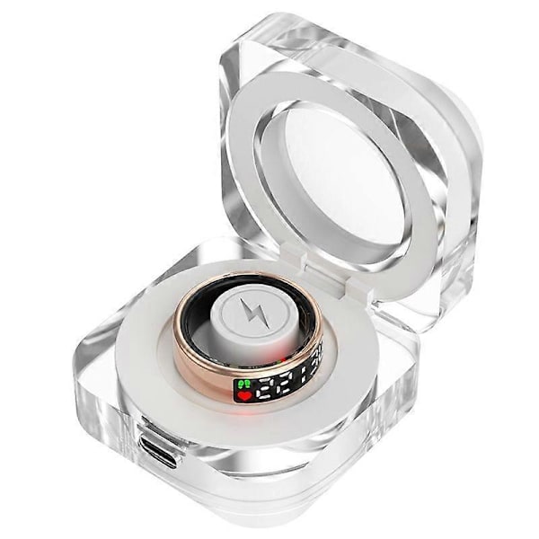Smart Ring RS08 Pulsmätare Hälsoövervakare 5ATM Vattentät Multi Sportläge Blodsyresmätare med Laddningsfack, B