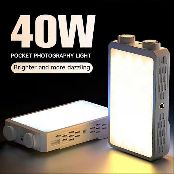 40W LED-kameralamppu 2500K-9000K Kaksivärinen 4400mAh Videolamppu Kahva