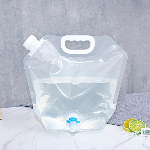 5L/10L Vikbar Vattenpåse Läcksäker Stor Kapacitet Plast Enkel Fyllning Hopfällbar Vattenbehållare för Camping Blue 4