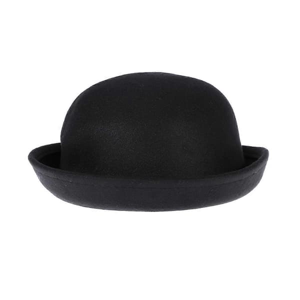 Roll-up brem ull dome hatt bowler for kvinner og jenter (svart)