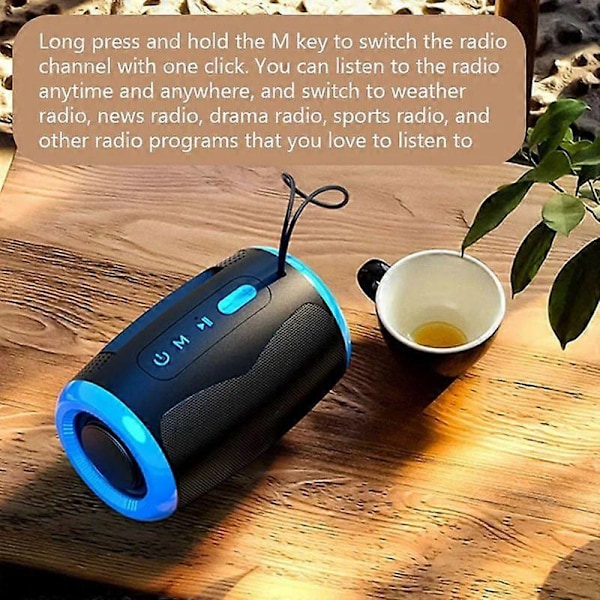 Kannettava langaton Bluetooth-kaiutin 5.3 Stereo FM/SD/USB-levy/Aux-tiloilla vedenpitävä ulkokäyttöön Hifi-äänellä