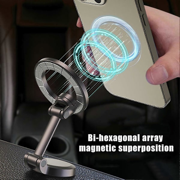 Magnetisk Biltelefonhållare 360 Rotation Nano-lim Aluminiumlegering Fäste med Kraftfulla Magneter för IPhone 15/14/13/12 Serien C