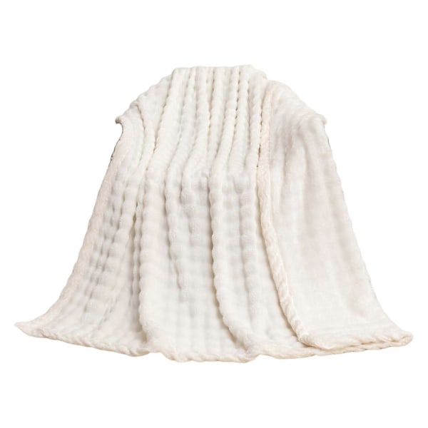 Sommarpläd Filt Fleece Filt Enfärgad Design Hudvänlig Andningsbar Hållbar Sömnad Tvättbar Sängfilt Beige L